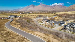 Aerial view featuring a mountain view