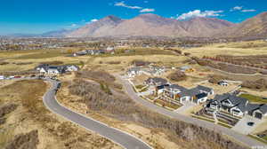 Aerial view featuring a mountain view