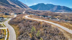 Drone / aerial view featuring a mountain view