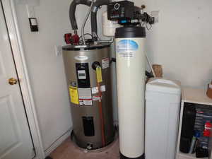 Utility room with electric water heater