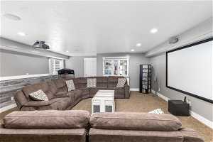 Media room with projector and screen