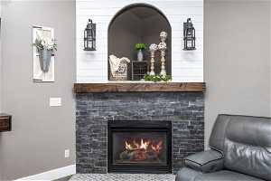 Stone Fireplace with mantel