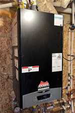 New tankless on demand hot water heater that also heats radiant floor units.