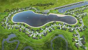 Aerial Rendering of Willow Lakes