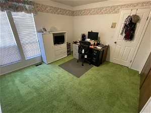 BEDROOM #1PERFECT FOR A BEDROOM OR AN OFFICE!!FABULOUS VIBRANT GREEN CARPET!!
