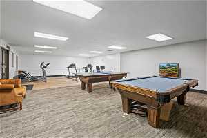 Rec room featuring billiards