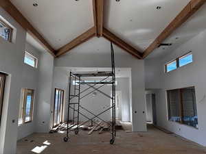 Interior space featuring a high ceiling