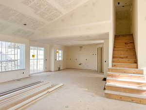 Interior space with lofted ceiling