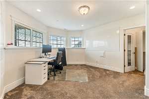 Office with carpet flooring