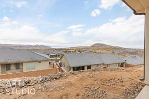 Exterior space featuring a mountain view