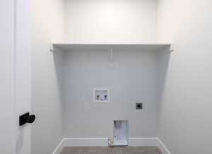 Laundry room with hookup for a washing machine, electric dryer hookup, and parquet flooring