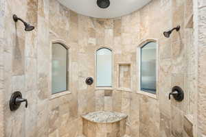 Interior space with tiled shower