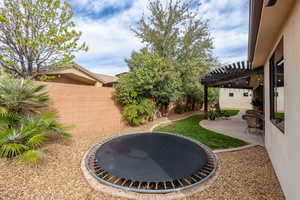 View of yard featuring a patio and a pergola