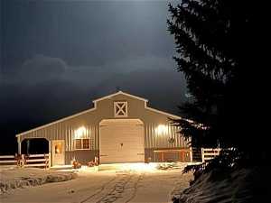 View of Barn under the moonlight