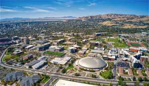 Aerial view of Univ of Utah slightly to the East of downtown Salt Lake City
