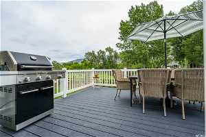 Deck featuring area for grilling