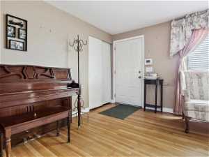 Miscellaneous room with light hardwood / wood-style floors