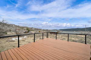 Wooden terrace with a mountain view