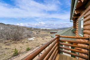 Balcony with a mountain view