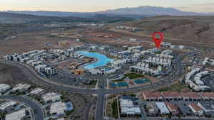 View of aerial view at dusk