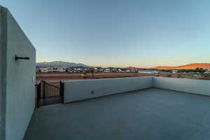 View of patio terrace at dusk