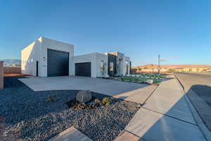 Exterior space with a garage