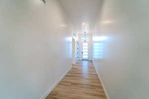 Hall featuring light hardwood / wood-style floors