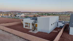 Exterior space featuring a mountain view