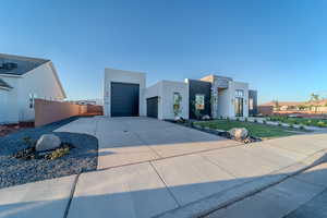 Contemporary house featuring a garage