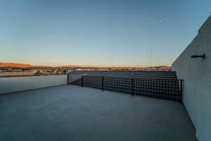 View of patio terrace at dusk