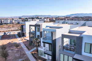 Exterior space featuring a mountain view