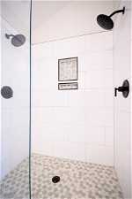 Newly remodeled shower with double shower heads