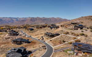 Drone / aerial view featuring a mountain view