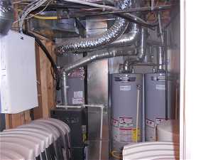 Utility Room with 2 Newer 50 Gallon Water Heaters/Furnace and Water Softener