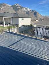 Trex and Metal deck featuring a mountain view
