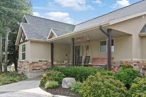 Exterior space with covered porch