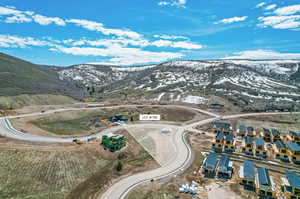 Drone / aerial view with a mountain view