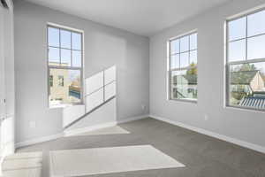 Carpeted spare room with plenty of natural light