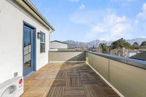 Balcony with a mountain view