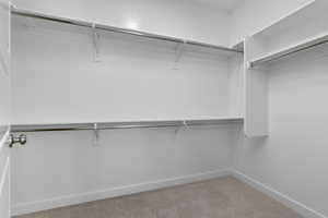 Spacious closet featuring carpet flooring