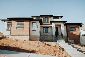 View of prairie-style home