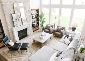 Living room with light hardwood / wood-style flooring