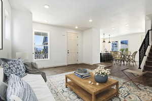 Living room featuring wood-type flooring