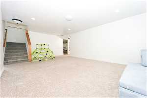 Theater room/living room with carpet