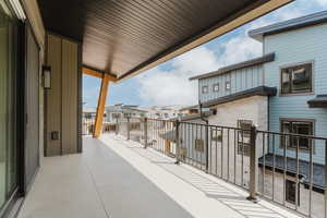 Balcony featuring a residential view