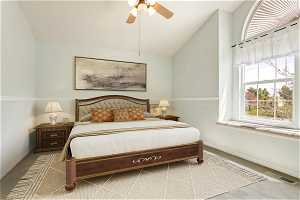 Primary Bedroom with Spacious Window Seat Staged