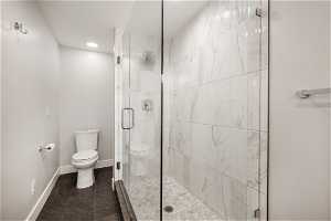 Recently remodeled bathroom with walk in shower
