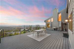 Large entertaining deck with 180 degree south facing views.  Watch the sunrise over the Wasatch Mountains or the sunset over the Oquirrh Mountains.  Or enjoy the twinkling lights of the Salt Lake Valley