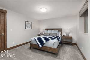A very warm welcoming en'suite bedroom furnished with a queen size bed.