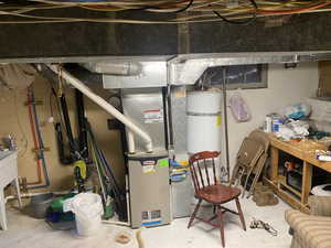 Utility room featuring water heater